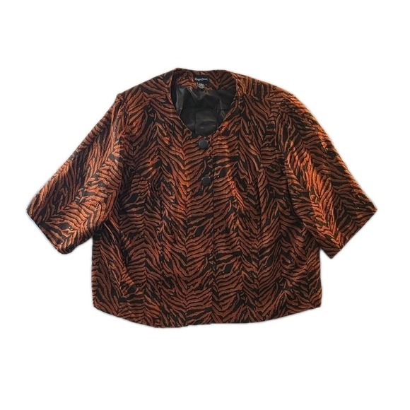 Maggie Barnes Sweaters - Vintage Tiger Striped Maggie Barnes Cardigan - Size 4X